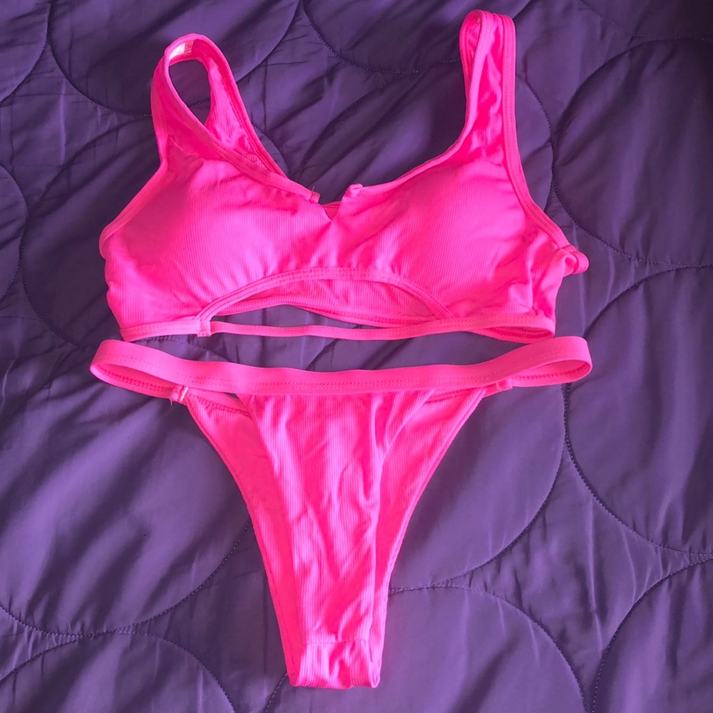 Hot pink swimsuit